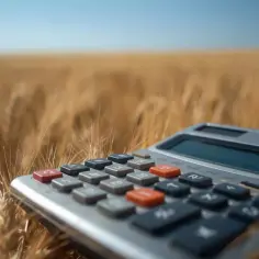Kalkulator leżący w polu dojrzałego zboża.